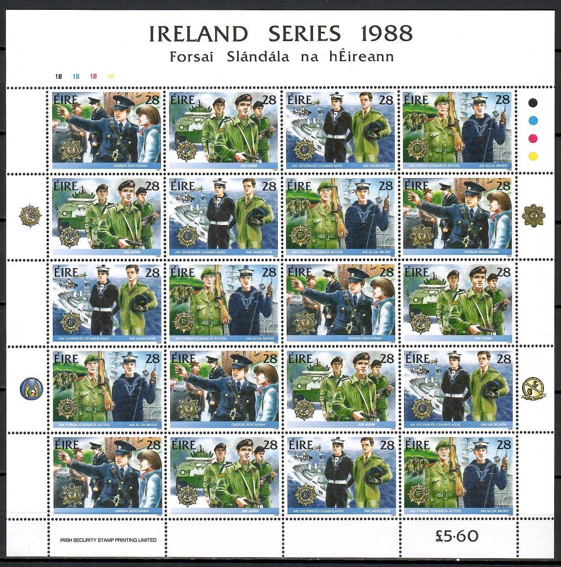 Znaczek Irlandia 1988 Mi ark 658-661 Czyste **