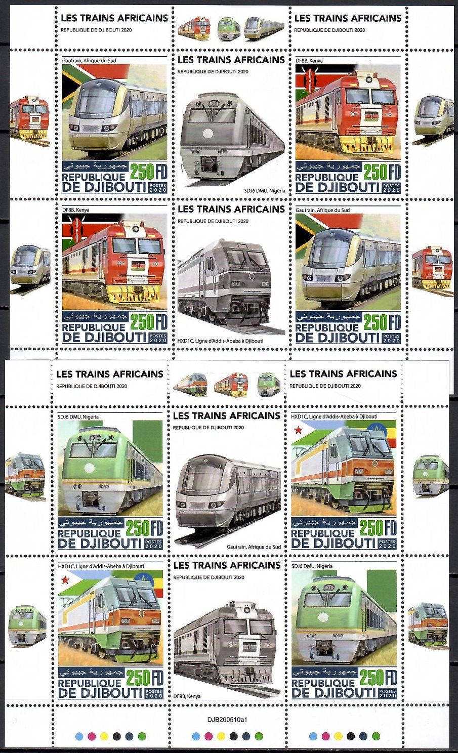 Znaczek Dżibuti 2020 Mi ark 3840-3843 Czyste **