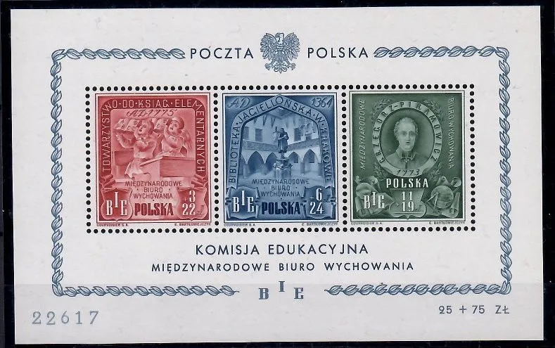Znaczek  Polska 1946 Mi bl 9 Fi bl 9 Czyste **