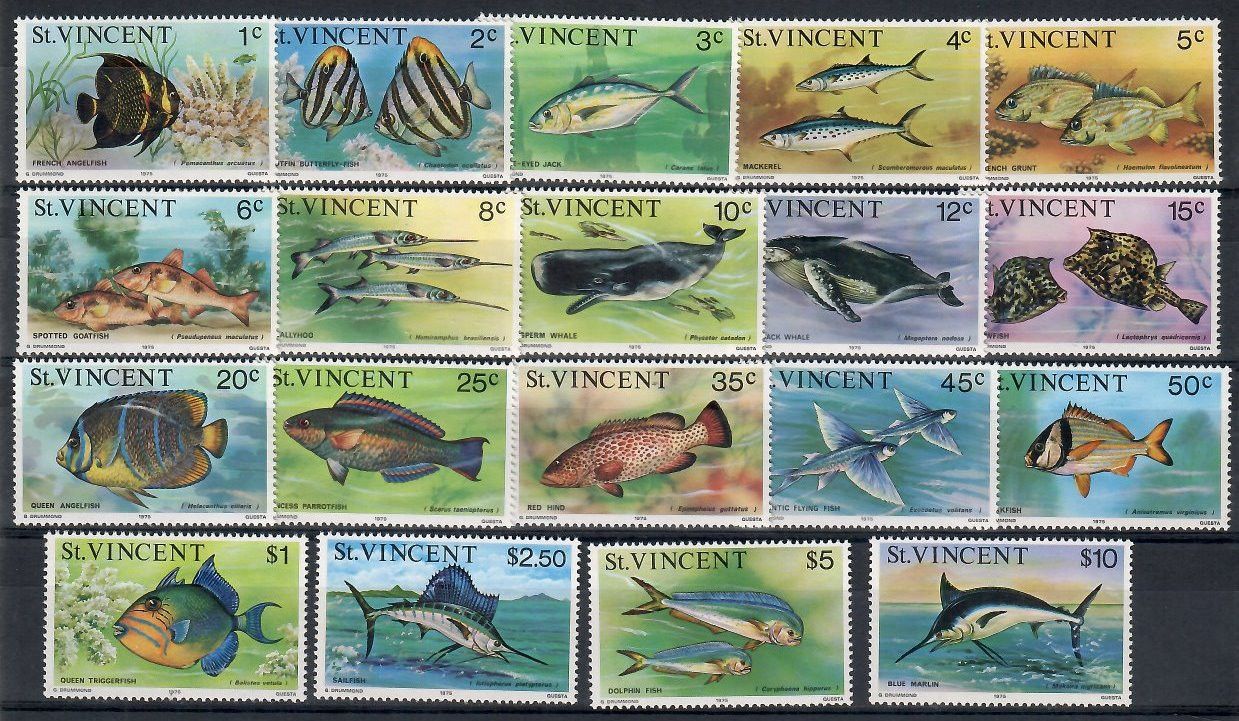 Znaczek St. Vincent 1975 Mi 383-401I Czyste **