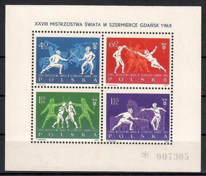 Znaczek Polska 1963 Mi bl 29 Fi bl 38 Czyste **