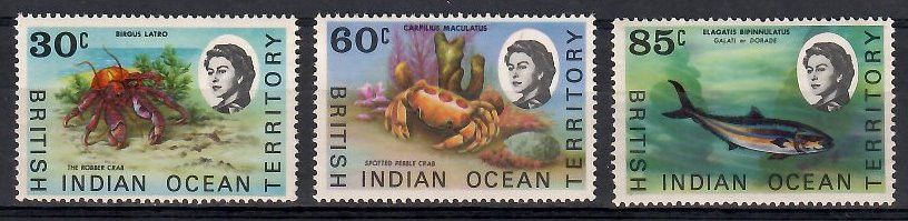 Znaczek Brytyjskie Terytorium Oceanu Indyjskiego 1970 Mi 36-38 Czyste **