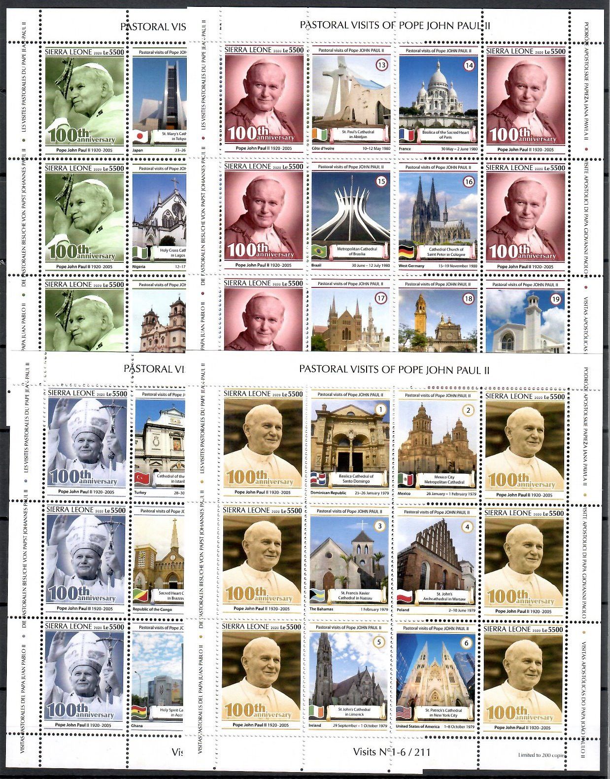 Znaczek Sierra Leone 2020 Mi ark 12236-12239 Czyste **