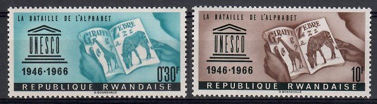 Znaczek Rwanda 1966 Mi 194+198 Czyste **