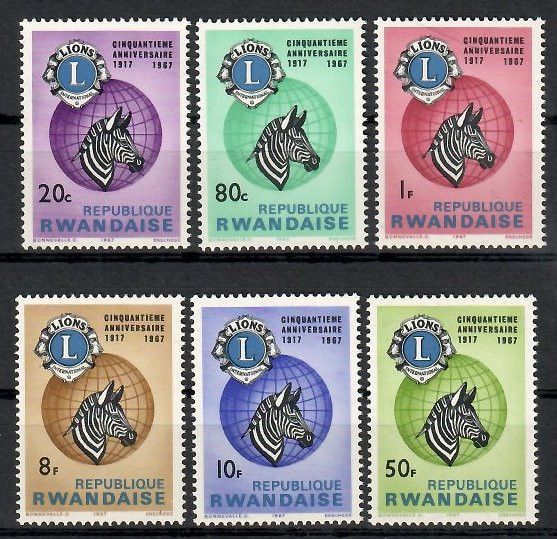 Znaczek Rwanda 1967 Mi 243-248 Czyste **