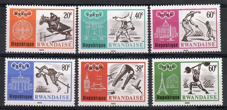 Znaczek Rwanda 1968 Mi 282-287 Czyste **