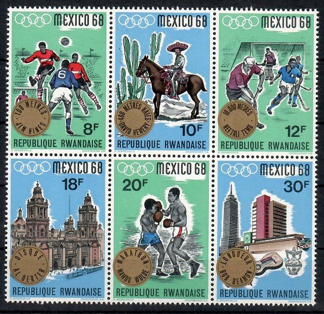 Znaczek Rwanda 1968 Mi 296-301 Czyste **
