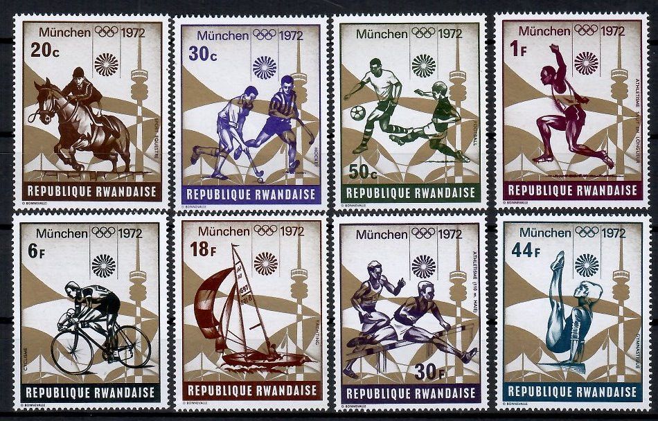 Znaczek Rwanda 1972 Mi 521-528 Czyste **
