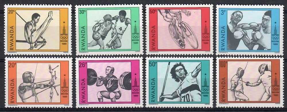 Znaczek Rwanda 1980 Mi 1042-1049 Czyste **