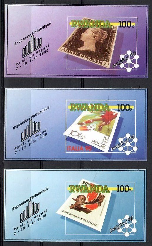 Znaczek Rwanda 1990 Mi bl 108-110 Czyste **