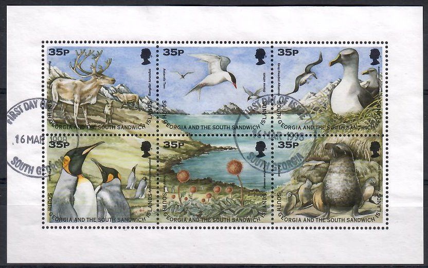 Znaczek Georgia Południowa i Sandwich Południowy 1998 Mi ark 264-269 Stemplowane