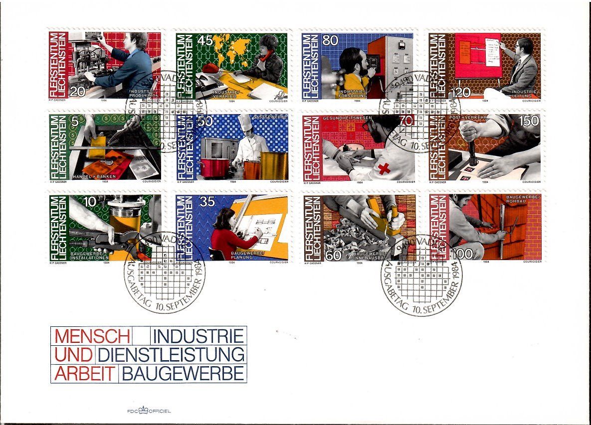 Znaczek Liechtenstein 1984 Mi 849-860 FDC