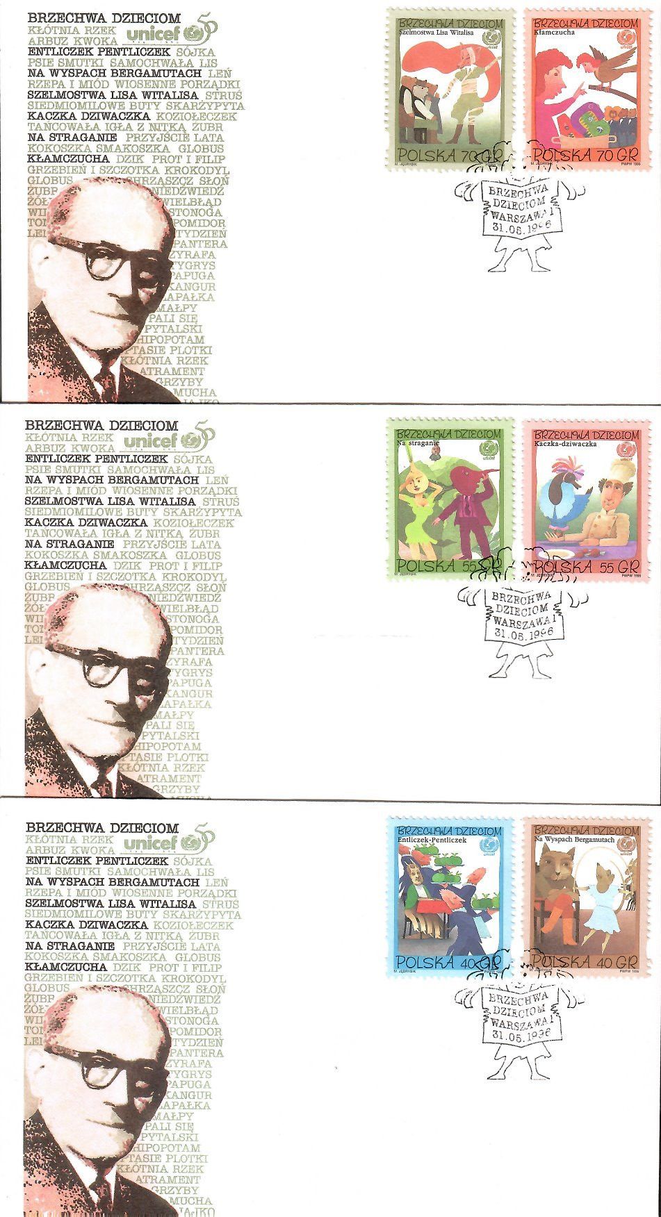 Znaczek Polska 1996 Mi 3591-3596 Fi 3441-3446 FDC