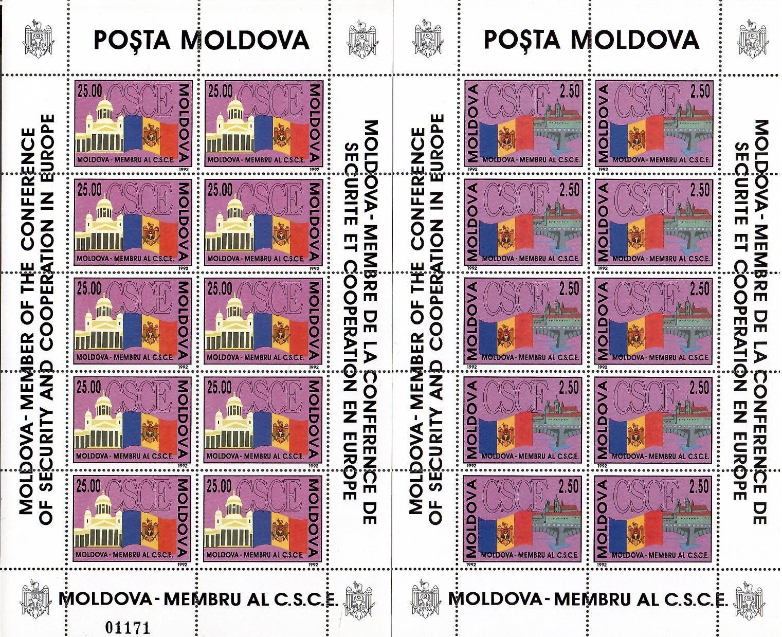 Znaczek Mołdawia 1992 Mi ark 41-42 Czyste **
