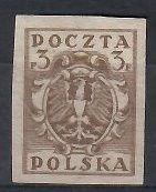 Znaczek Polska 1919 Mi 89B Fi 85A Bez kleju ( * )