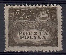 Znaczek Polska 1919 Mi 111 (bk) Fi 94B Bez kleju ( * )