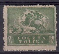 Znaczek Polska 1919 Mi 117 (bk) Fi 101 Bez kleju ( * )