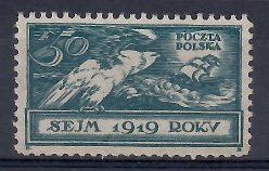 Znaczek Polska 1919 Mi 128 (bk) Fi 112 Bez kleju ( * )