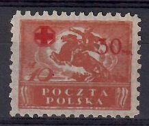 Znaczek Polska 1921 Mi 156 (bk) Fi 123 Bez kleju ( * )