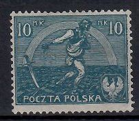 Znaczek Polska 1921 Mi 158 (bk) Fi 125 Bez kleju ( * )