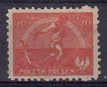 Znaczek Polska 1921 Mi 160 (bk) Fi 127 Bez kleju ( * )
