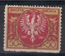 Znaczek Polska 1921 Mi 172 (bk) Fi 136 Bez kleju ( * )