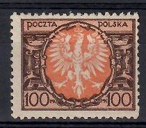 Znaczek Polska 1921 Mi 173 (bk) Fi 137 Bez kleju ( * )
