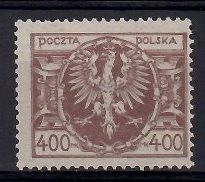 Znaczek Polska 1923 Mi 178 (bk) Fi 140 Bez kleju ( * )