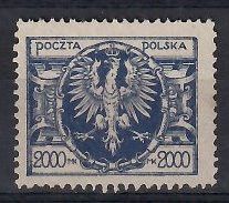 Znaczek Polska 1923 Mi 181 (bk) Fi 143 Bez kleju ( * )