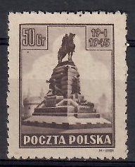Znaczek Polska 1945 Mi 393 Fi 362 Bez kleju ( * )