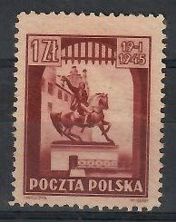 Znaczek Polska 1945 Mi 394 Fi 358 Bez kleju ( * )