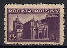 Znaczek Polska 1945 Mi 412 Fi 379B Bez kleju ( * )
