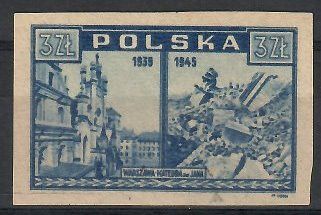 Znaczek Polska 1945 Mi 415 Fi 381 Bez kleju ( * )