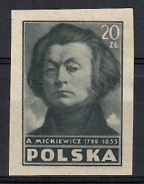 Znaczek Polska 1947 Mi 462B Fi 427A Bez kleju ( * )