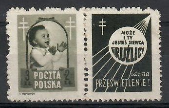 Znaczek Polska 1948 Mi 511 pw2 Fi 485 pw2 Bez kleju ( * )