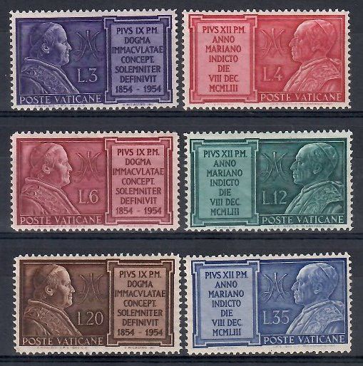 Znaczek Watykan 1954 Mi 214-219 Czyste **