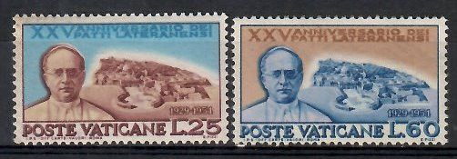 Znaczek Watykan 1954 Mi 212-213 Z podlepką *