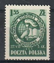 Znaczek Polska 1953 Mi 812 Fi 674 Bez kleju ( * )