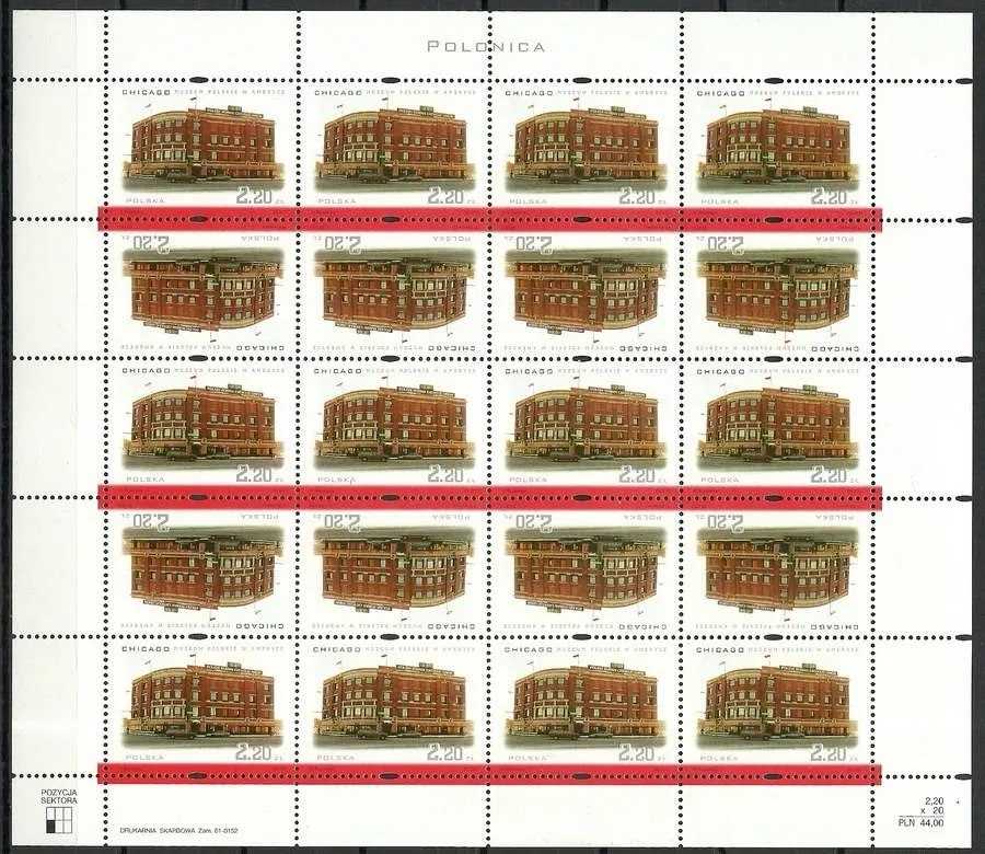 Znaczek  Polska 2001 Mi ark 3892-3895 Fi ark 3742-3745 Czyste **