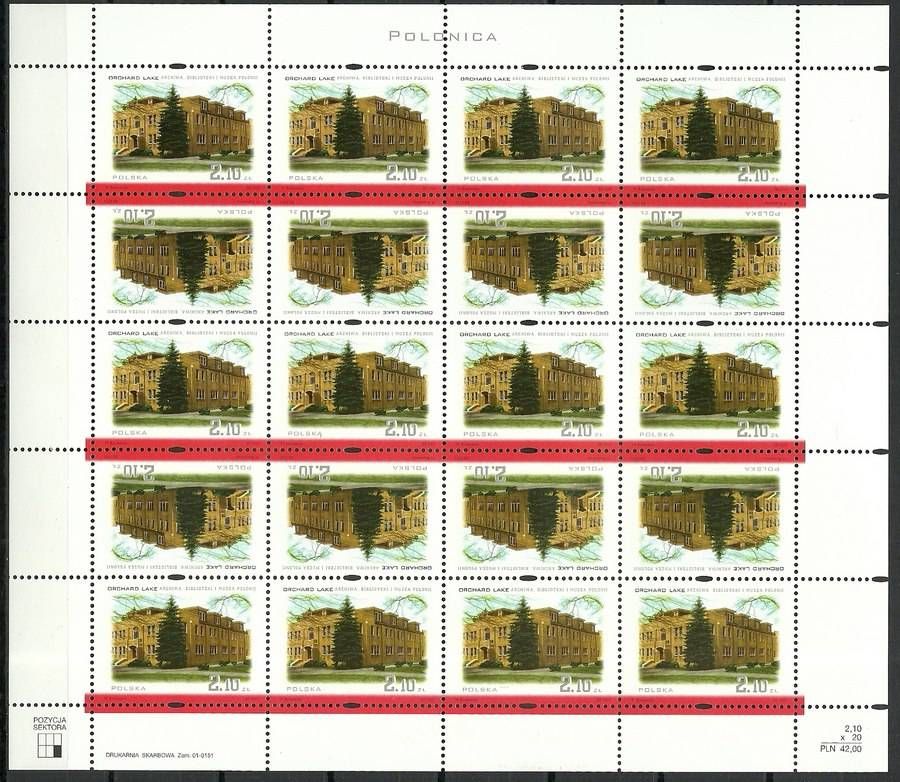 Znaczek  Polska 2001 Mi ark 3892-3895 Fi ark 3742-3745 Czyste **