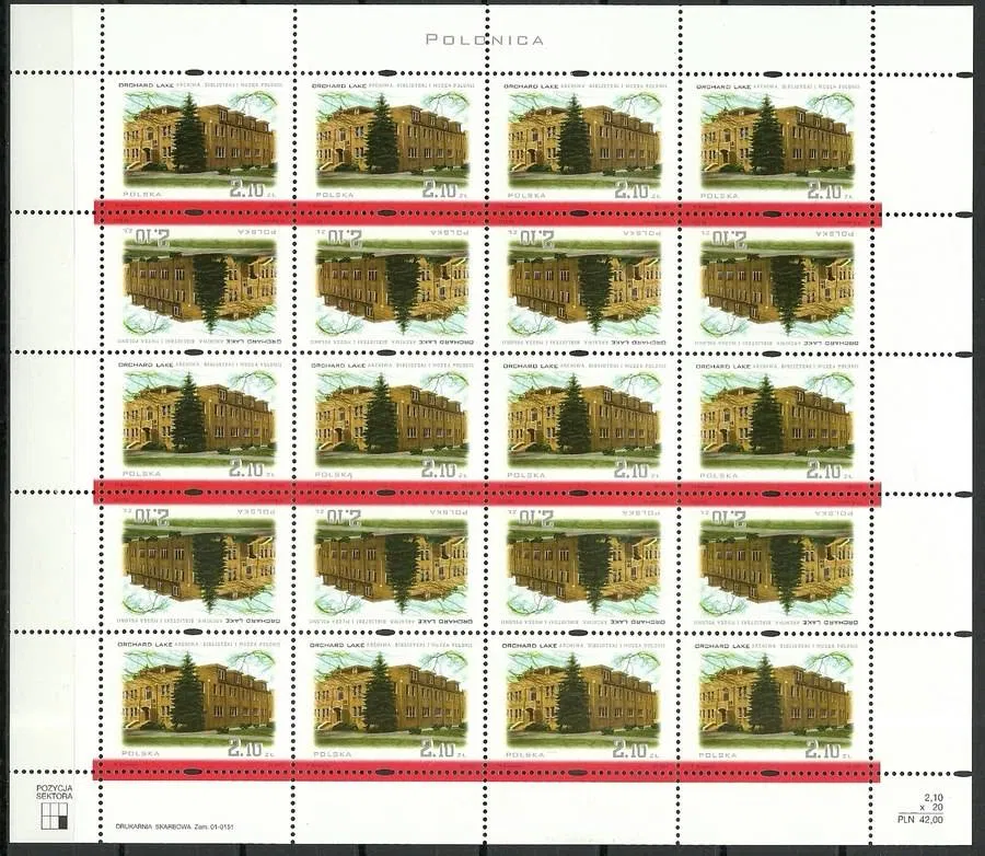 Znaczek  Polska 2001 Mi ark 3892-3895 Fi ark 3742-3745 Czyste **