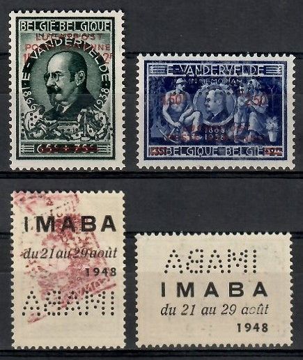 Znaczek Belgia 1948 Mi 784-785II Czyste **