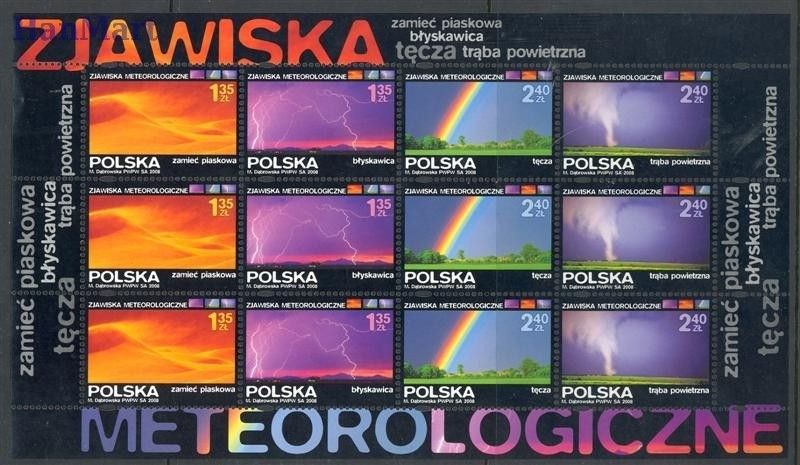 Znaczek Polska 2008 Mi ark 4355-4358 Fi ark 4205-4208 Czyste **