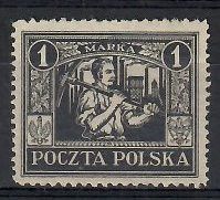 Znaczek Polska 1922 Mi aus 7 Fi 150 Bez kleju ( * )