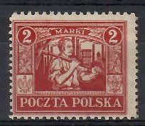 Znaczek Polska 1922 Mi aus 9 Fi 152 Bez kleju ( * )