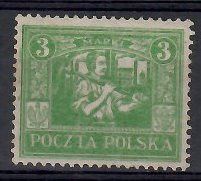 Znaczek Polska 1922 Mi aus 10 Fi 153 Bez kleju ( * )