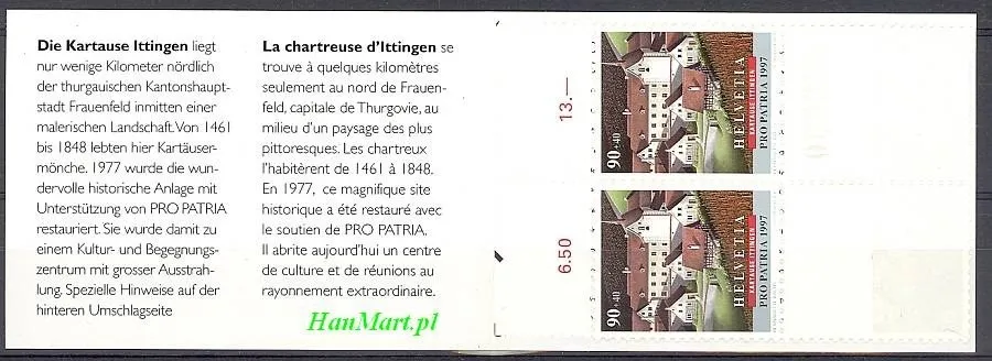 Znaczek Szwajcaria 1997 Mi mh 0-108 Czyste **