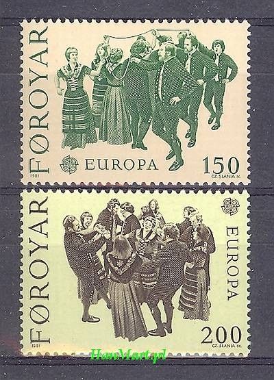 Znaczek Wyspy Owcze 1981 Mi 63-64 Czyste **