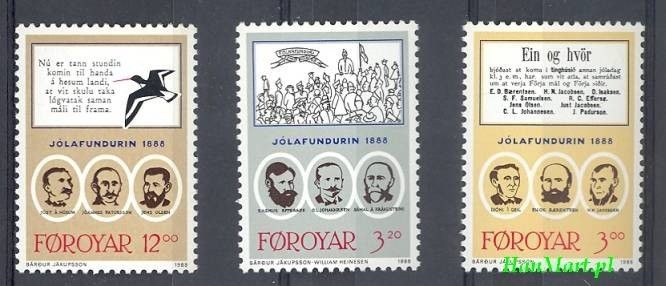 Znaczek Wyspy Owcze 1988 Mi 172-174 Czyste **