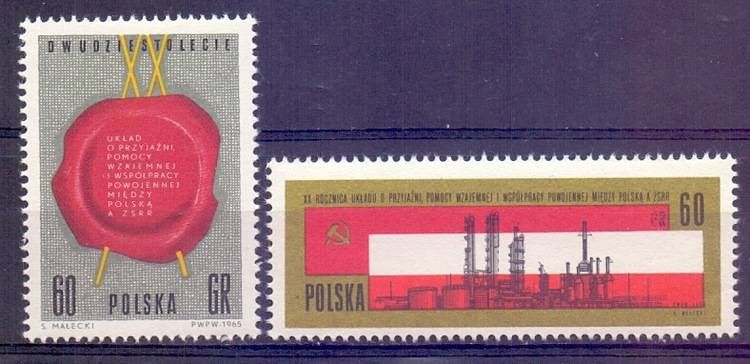 Znaczek Polska 1965 Mi 1580-1581 Fi 1431-1432 Czyste **
